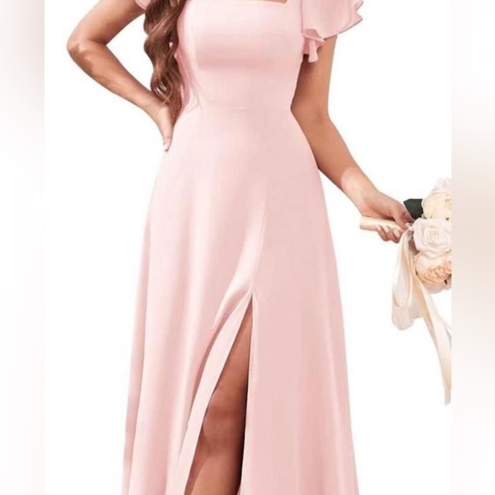 Elegant Pink flutter sleeve Dress